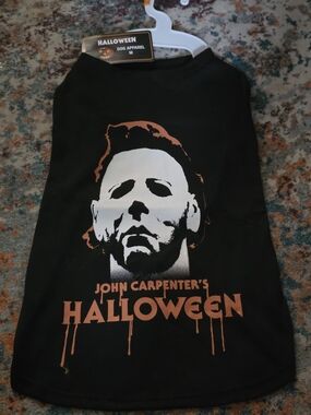 Halloween MEDIUM Dog Tee - Black with Orange & White Graphic Nwt
